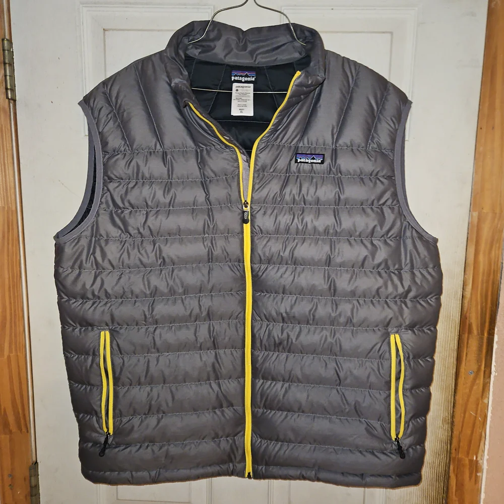 Patagonia Men's Charcoal Vest with Yellow Trim - Picture 3 of 7